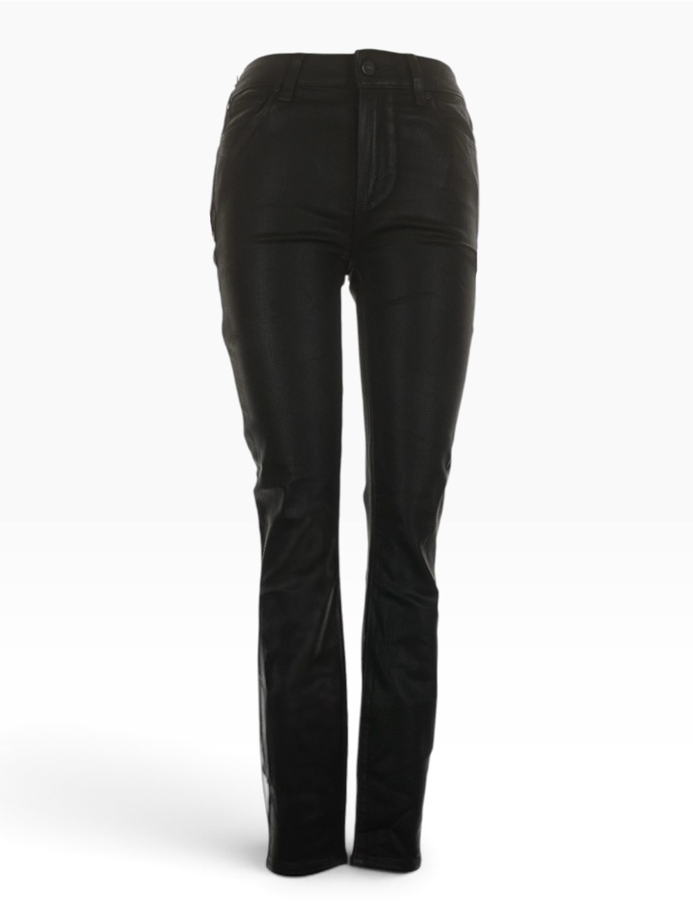PAIGE Hoxton Ankle Jeans 26 Black Luxe Coated Skinny Leather Look NWT